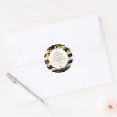 Chique zwart & witte strepen Thanksgiving krans Ronde Sticker (Envelop)