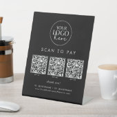 Chique Zwart Zakelijk Logo QR Code Scan Te Betalen Reclamebord Met Voetstuk (Insitu)