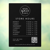 Chique Zwart Zakelijk Logo QR Code Store Uren Raamsticker (Vel 3)