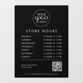 Chique Zwart Zakelijk Logo QR Code Store Uren Raamsticker (Vel)