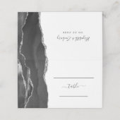 Chique zwart zilver agaat bruiloft plaatskaartje (Buitenkant ongevouwen)