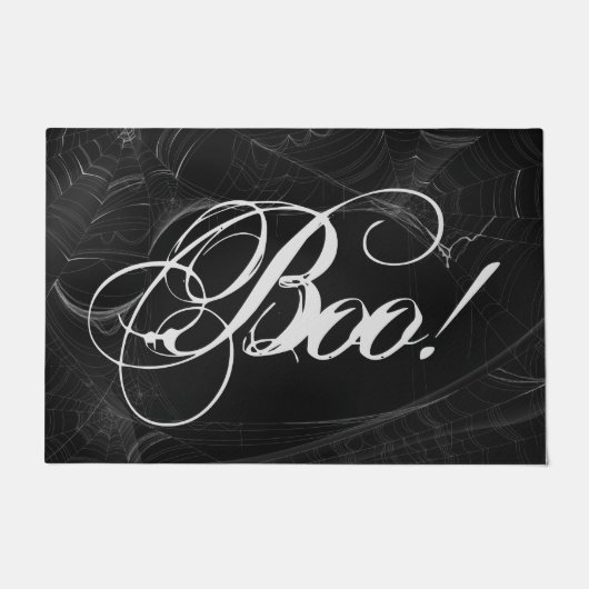 Chique Zwarte Boo Halloween Deurmat (Voorkant)