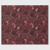 Chique Zwarte Burgundy Rode Bloemige Bruiloft Fees Cadeaupapier (Vlak)