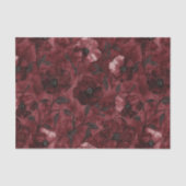 Chique Zwarte Burgundy Rode Bloemrijke Bruidsdouch Tissuepapier (Voorkant)