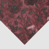 Chique Zwarte Burgundy Rode Bloemrijke Bruidsdouch Tissuepapier (Detail)