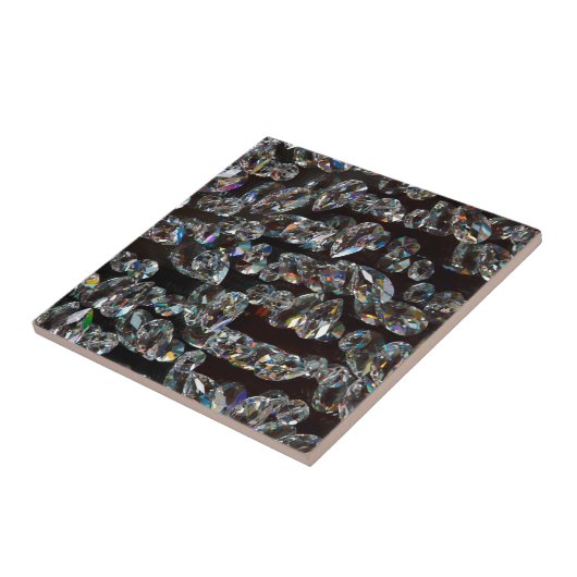 Chique Zwarte Diamant Kristal Abstract Patroon Cad Tegeltje (Zijkant)