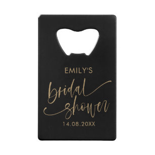 Chique Zwarte Elegante Typografie Script Bruidsdou Creditkaart Flessenopener