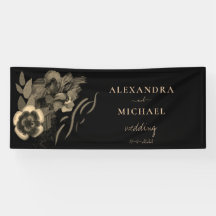 Chique zwarte en gouden iris bloemen bruiloft