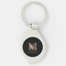 Chique zwarte en gouden script bloemrijke monogram