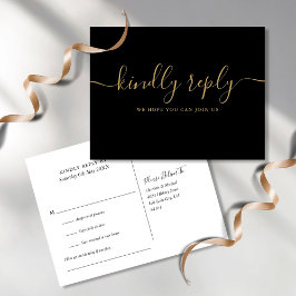 Chique zwarte en gouden songrequest RSVP-ansichtka Uitnodiging Briefkaart