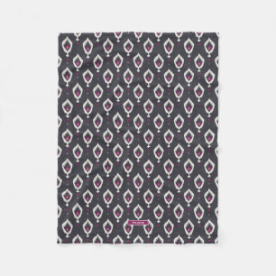 Chique zwarte en paarse ikat-stam patronen fleece deken