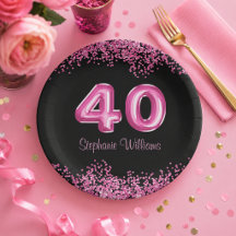 Chique zwarte en roze glitters 40ste verjaardagsfe