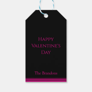 Chique Zwarte en Roze Valentijnsdag Gift Tag Cadeaulabel
