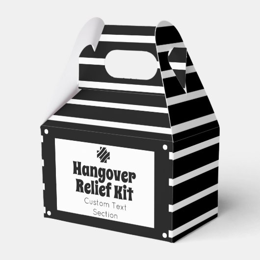 Chique zwarte en witte Hangover Relief Kit Bedankdoosjes (Voorkant Zijde)
