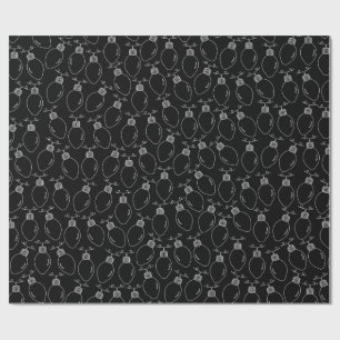 Chique zwarte en witte kerstverlichting cadeaupapier
