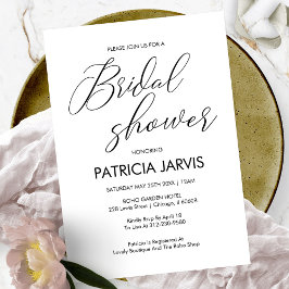 Chique zwarte en witte script-lettertypografie bru kaart