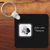 Chique Zwarte en Witte Silhouet Kapper Sleutelhanger (Voorkant)
