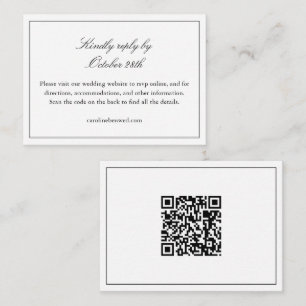 Chique Zwarte en Witte Trouwwebsite QR Code RSVP Informatiekaartje