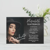 Chique zwarte foto afstudeerfeest aankondiging par (Staand voorkant)