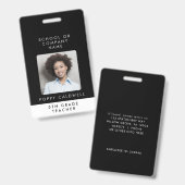 Chique zwarte foto voor kleine bedrijven of leraar badge (Front & Back)