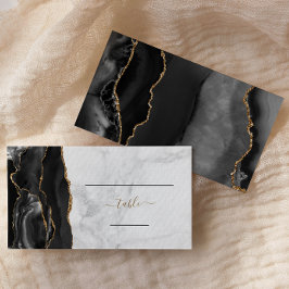Chique Zwarte Goud Agate Marmer Bruidsbegeleider Plaatskaartje
