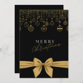 Chique Zwarte & Gouden "Prettig Kerstfeest" kaart (Voorkant / Achterkant)