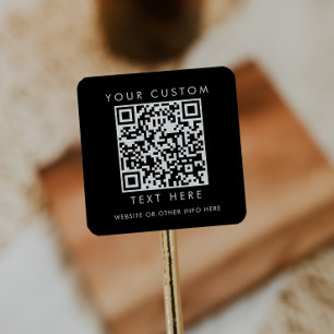 Chique zwarte QR-code op maat voor kleine bedrijve Vierkante Sticker