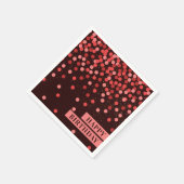 Chique Zwarte Rode Confetti Verjaardag Servetten (Hoek)