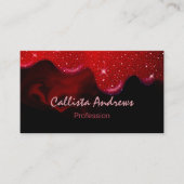 Chique zwarte rode druppels glitter marmer visitekaartje (Voorkant)