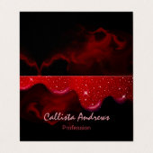 Chique zwarte rode druppels glitter marmer visitekaartje (Buitenkant ongevouwen)