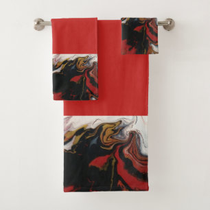 Chique zwarte rode gouden abstracte badhanddoeken bad handdoek