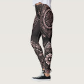 Chique zwarte roze en witte Mandala Leggings (Links)