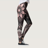 Chique zwarte roze en witte Mandala Leggings (Rechts)