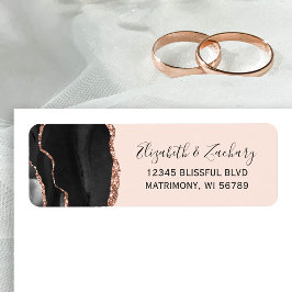 Chique Zwarte Roze Gouden Blush Trouw Retouradres Etiket