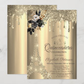 Chique zwarte Rozen Eiffeltoren gouden druppels Kaart (Voorkant / Achterkant)