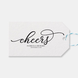 Chique Zwarte Script Proost Wijnfles Labels Cadeaulabel