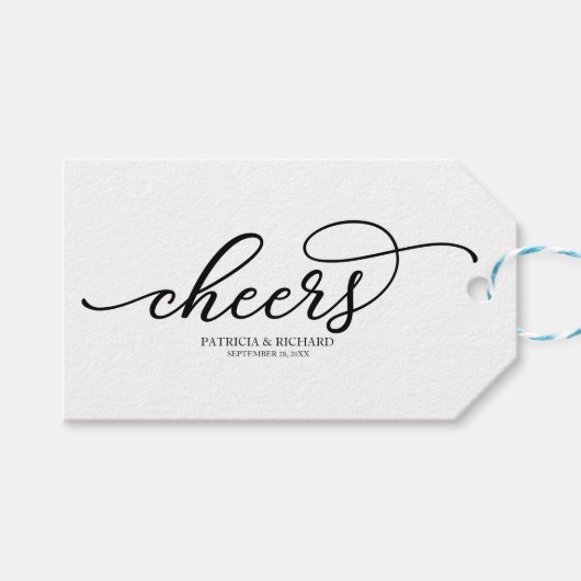 Chique Zwarte Script Proost Wijnfles Labels Cadeaulabel (Voorkant (Horizontaal))