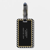 Chique zwarte strepen Waterverf bloemenzak Label Bagagelabel (Achterkant verticaal)
