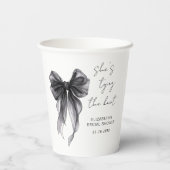 Chique Zwarte Strik Waterverf Bruiloft Feest Papieren Bekers (Achterkant)