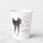 Chique Zwarte Strik Waterverf Bruiloft Feest Papieren Bekers (Voorkant)