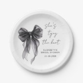 Chique Zwarte Strik Waterverf Bruiloft Feest Papieren Bordje (Voorkant)