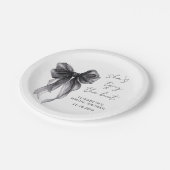 Chique Zwarte Strik Waterverf Bruiloft Feest Papieren Bordje (Gekanteld)