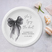 Chique Zwarte Strik Waterverf Bruiloft Feest Papieren Bordje