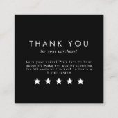 Chique zwarte typografie QR code Laat een Review Vierkante Visitekaartje (Voorkant)