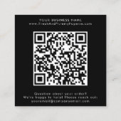 Chique zwarte typografie QR code Laat een Review Vierkante Visitekaartje (Achterkant)
