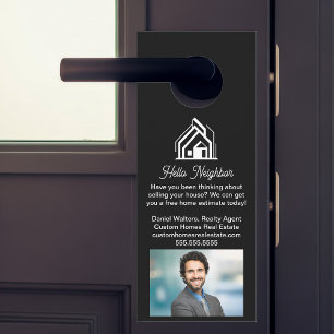 Chique Zwarte Vastgoedbedrijf Adverteert Thuis Deurhanger