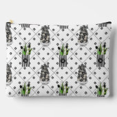 Chique Zwarte & Witte Bloem- en Grafische Make-upt Etui (Voorkant)