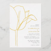 Chique Zwarte Witte Gouden Tulp Bruiloft Folie Uitnodiging (Voorkant)