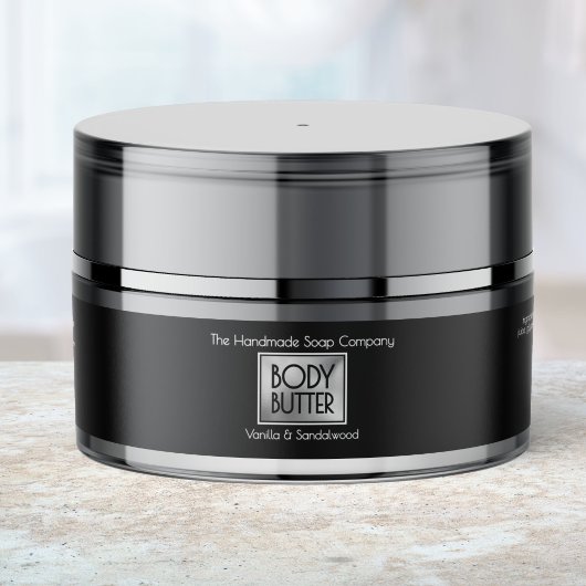 Chique zwarte & zilveren body butter pot label