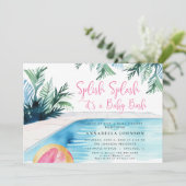 Chique zwembad party baby shower het is een meisje kaart (Staand voorkant)